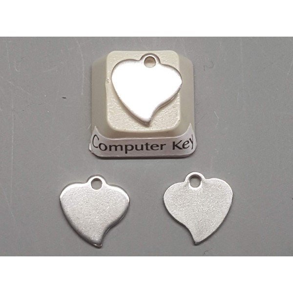 Charm, fancy Heart, stainless steel 12x12mm, per 10