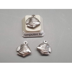Charm, Fish, hollow, pressed stainless steel, 12mm, per 10