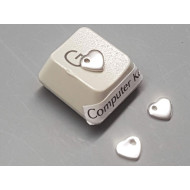 Charm, Heart with hole on one side, stainless steel, 6mm, per 10 