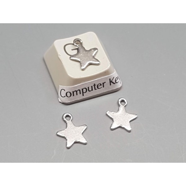 Charm, small flat Star, stainless steel, 8x10mm, per 10