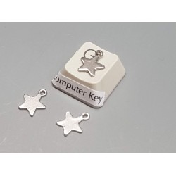 Charm, small flat Star, stainless steel, 8x10mm, per 10