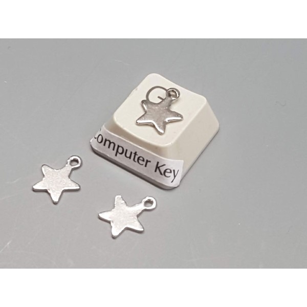Charm, small flat Star, stainless steel, 8x10mm, per 10