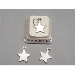 Charm, small flat Star, stainless steel, 8x10mm, per 10