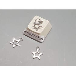 Charm, small flat Star with cut-out, stainless steel, 8x10mm, per 10