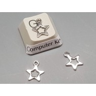 Charm, small flat Star with cut-out, stainless steel, 8x10mm, per 10