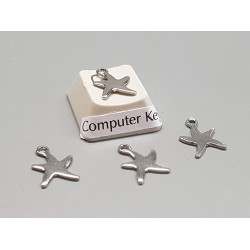 Charm, small flat Starfish, stainless steel, 9x12mm, per 10