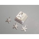 Charm, small flat Starfish, stainless steel, 9x12mm, per 10