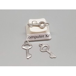 Charm, tiny flat key, stainless steel, 7x16mm, per 10