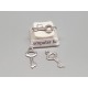 Charm, tiny flat key, stainless steel, 7x16mm, per 10