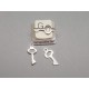 Charm, tiny flat key, stainless steel, 7x16mm, per 10