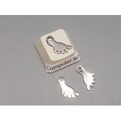 Charm, flat foot with toes, stainless steel, 7x13mm, per 10