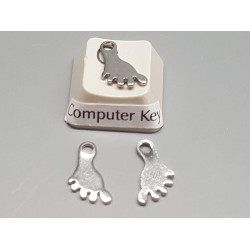 Charm, flat foot with toes, stainless steel, 7x13mm, per 10