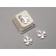 Charm, flat four leaf clover, stainless steel, 8x10mm, per 10