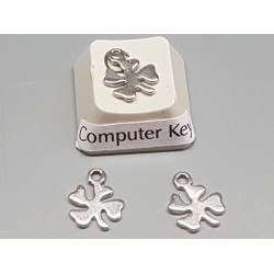 Charm, flat four leaf clover, stainless steel, 8x10mm, per 10