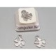 Charm, flat four leaf clover, stainless steel, 8x10mm, per 10