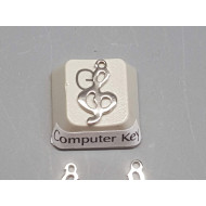 Charm, flat treble clef, stainless steel, 8x15mm, per 10 