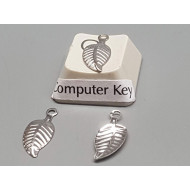Charm, small pressed leaf, stainless steel, 6x11mm, per 10 