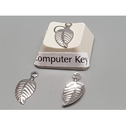 Charm, small pressed leaf, stainless steel, 6x11mm, per 10 