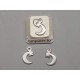 Charm, flat moon with stars, stainless steel, 7x11mm, per 10