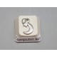 Charm, flat moon with stars, stainless steel, 7x11mm, per 10