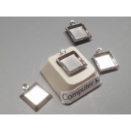 Charm, interesting little square shape to fill, stainless steel, 8mm, per 10