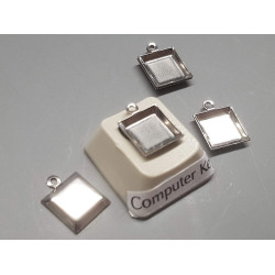 Charm, interesting little square shape to fill, stainless steel, 8mm, per 10