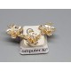 Frangipane flower, 3-flower connector pendant charm, 3 loops, 14ct gold plate