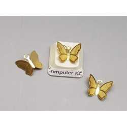 Fluttery butterfly charm, embossed brass, 13mm, per 20 pcs