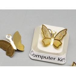 Fluttery butterfly charm, embossed brass, 13mm, per 20 pcs