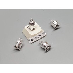 Cute little tulip charm, silver plat, e-coated, 11mm