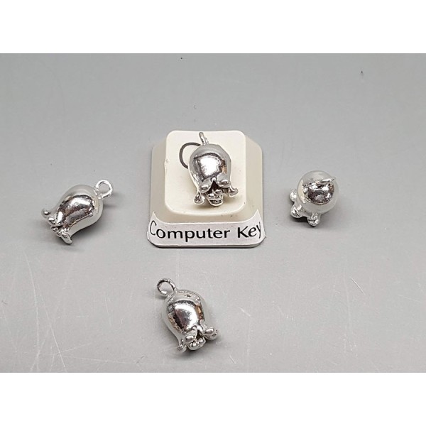 Cute little tulip charm, silver plat, e-coated, 11mm