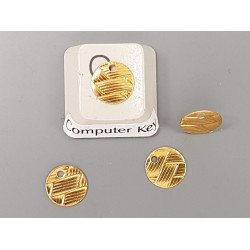 Brass disc, basketweave pattern, 8mm