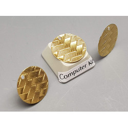 Brass disc, basketweave pattern, 15mm