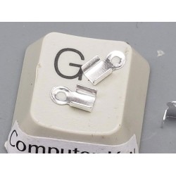 Fold-over End, 3.0mm x 6mm, silver plate, bag 100