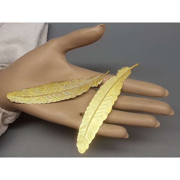 Bookmark, Feather Quill, 110mm long, raw brass, each