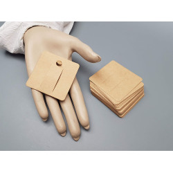 Hair Barrette display card, square 6x6cm, brown kraft card, bag of 50 cards