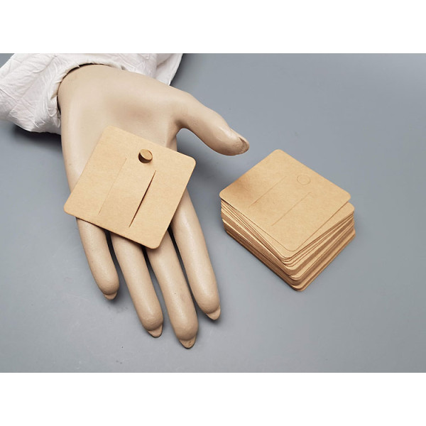 Hair Barrette display card, square 6x6cm, brown kraft card, bag of 50 cards