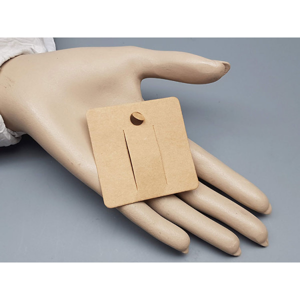 Hair Barrette display card, square 6x6cm, brown kraft card, bag of 50 cards