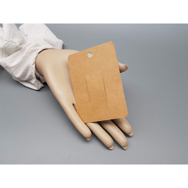 Hair Barrette display card, oblong 7x10cm, brown kraft card, bag of 50 cards