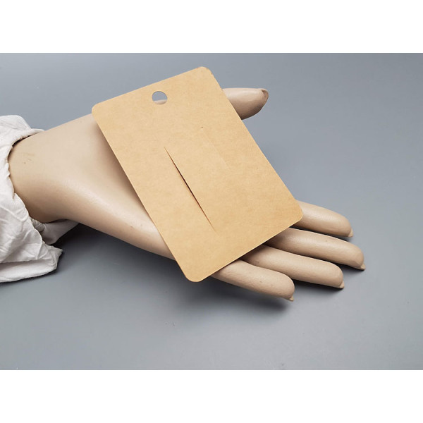 Hair Barrette display card, oblong 7x10cm, brown kraft card, bag of 50 cards