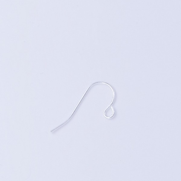 Earring hook, small plain, 0.7mm wire, NF silver plated, pair