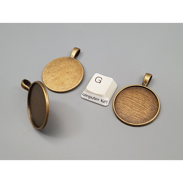 SECONDS: 25mm Round pendant setting bezel, ant bronze, per 10