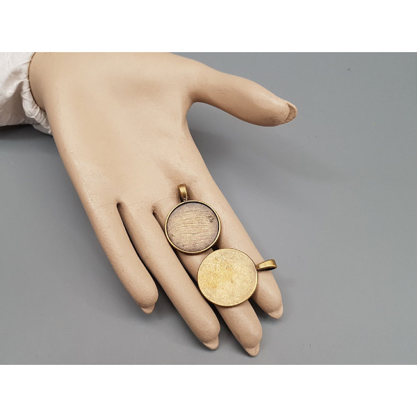 SECONDS: 25mm Round pendant setting bezel, ant bronze, per 10