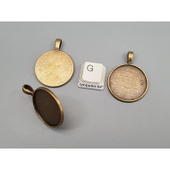 SECONDS: 25mm Round pendant setting bezel, ant bronze, per 10