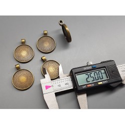 25mm double-sided Round heavy pendant setting bezel frame, ant bronze