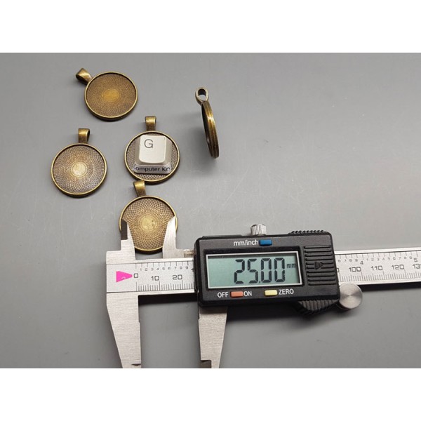 25mm double-sided Round heavy pendant setting bezel frame, ant bronze
