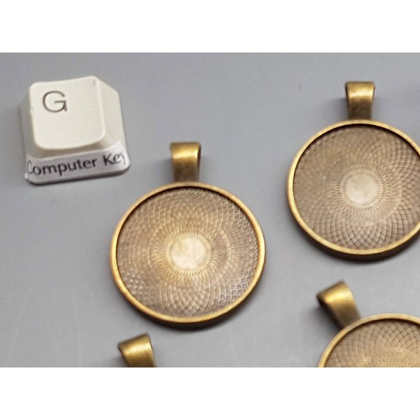 25mm double-sided Round heavy pendant setting bezel frame, ant bronze