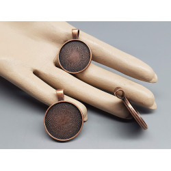 25mm double-sided Round heavy pendant setting bezel frame, ant copper
