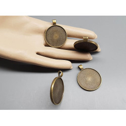 30mm double-sided Round heavy pendant setting bezel frame, ant bronze