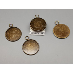 18mm bezel setting, round, 1 loop front facing, antiqued bronze